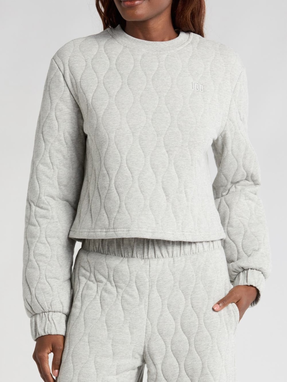 UGG Light Gray Quilted Crewneck Sweatshirt